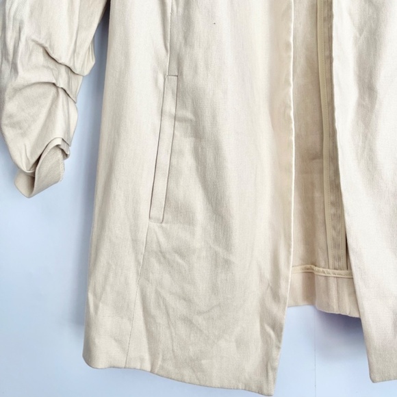 𝅺NEW Alfani Beige Ruched Sleeves  Linen-blend Open Blazer US S - Picture 6 of 8